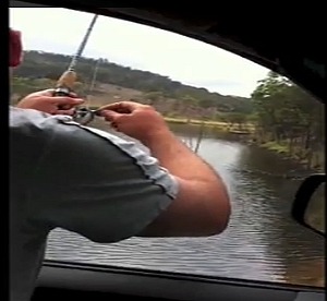 VIDEO: Can AJ catch a fish from the car?