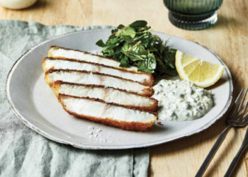 Crumbed Aquna Murray Cod, Yoghurt Tartare Sauce and Herb Salad – By Josh Niland